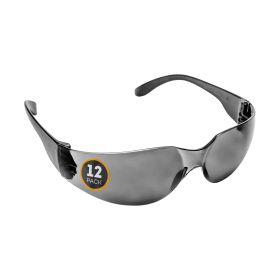 Wrap Around Safety Glasses ANSI CE Smoked Lens Pack of 12 Anti Scratch Glasses Safety Eyewear Protective Safety Spectacles Scratch Resistant Black