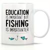 Hot Retreez Funny Mug - Education Is Important Fishing Is Importanter 11 Oz Ceramic Coffee Mugs - Funny, Sarcasm,