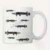 11oz Ceramic Coffee Mug for Fishing Enthusiasts – Unique Gar Fish Design with Black Ink Illustrations, White