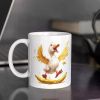 1pc 11 oz 'Practice Social Distancing' Ceramic Coffee Cup with Fishing Skeleton Design, Hot or Cold Drink Friendly,