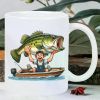 Happy Fisherman Insulated Ceramic Mug – Durable, Ideal for Hot & Cold Drinks, Hand Wash Only – Perfect Gift for Fishing
