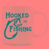 Hooked On Fishing 11oz Ceramic Coffee Mug – Funny White Mug with Black Fish Design, Perfect for Home, Office, or