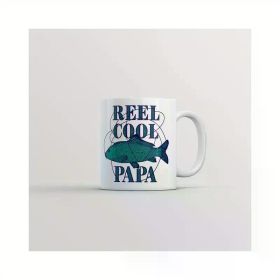 Reel Cool Papa 11oz Ceramic Coffee Mug with Fish Design – Perfect Gift for Dad, Fishing Enthusiasts, Valentine's Day,