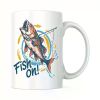 11oz Ceramic Coffee Mug with Fun "Fish On!" Design – Vibrant Fishing Illustration, Perfect Gift for Dad, Mom,