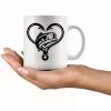 11oz Ceramic Coffee Mug with Heart & Fish Design – Perfect Gift for Fishing Enthusiasts, Anglers' Outdoor Essential, Ideal