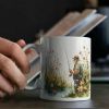 1pc 11oz Ceramic Mug – Charming Watercolor Fishing Elderly Design, Microwave & Dishwasher Safe, Perfect Gift for