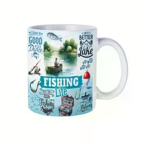 11oz Fishing Life Ceramic Coffee Mug – Perfect Gift for Anglers, Tea Lovers & Outdoor Enthusiasts, White with