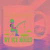 Ice Fishing Humor Insulated Ceramic Mug – "I'm Surrounded by Ice Holes" Design, Perfect for Hot & Cold Drinks,
