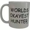 World's Okayest Hunter 11oz Ceramic Coffee Mug - Funny Novelty Hunting Cup with C-Handle, Microwave Safe, Perfect