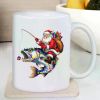 1pc Santa Claus Fishing Ceramic Coffee Mug - 11oz Reusable Insulated Cup with Festive Holiday Design, Perfect Christmas