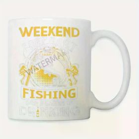 Weekend Fishing Forecast Mug - 11oz White Ceramic Coffee Cup with Yellow "Weekend Fishing" Design, Perfect Gift for