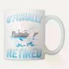 Retired Fishing Funny Ceramic Coffee Mug - 'Ofishally Retired' Design with Helicopter & Whale Illustration, 11oz,