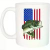 1pc Rogue River Tactical 11OZ Ceramic Coffee Mug, Insulated USA Tattered Flag Bass Fishing Print, Novelty Cup
