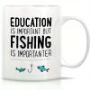 1pc 11oz Retreez Funny Mug - Education is Important Fishing is Importanter 11oz Ceramic Coffee Mugs - Funny,