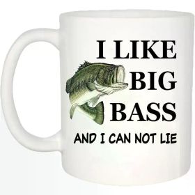 Rogue River 11oz Tactical Coffee Mug - 'I Like Big Bass' Funny Fishing Novelty Cup, Perfect Gift for Men, Dad,