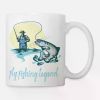 Fly Fishing Legend 11oz Ceramic Coffee Mug - White with Blue & Green Design, Perfect for Outdoor Enthusiasts,