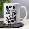1pc, 3A Grade, RISE AND SHINE, IT'S Fishing TIME, Funny Humorous Morning Coffee Mug with Fishing Pattern,
