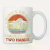 Funny Fishing Coffee Mug - "Mines So Big I Have to Use Two Hands" 11oz Ceramic Cup with Vibrant Fish Design, Perfect
