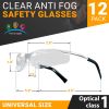 Pack of 12 Safety Glasses with Clear Anti Scratch Resistant Wrap-Around Lens One Size ANSI CE Safety Eyewear Protective Safety Spectacles Transparent