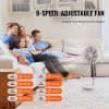 VEVOR 12 Inch Foldable Oscillating Standing Fan with Remote Control, 4 Speed Adjustable Portable Desk Quiet Fan, 7200mah Rechargeable USB Small Fan