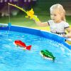 (Do Not Sell on Amazon) Kids Fishing Game Toy with 1 Adjustable Fishing Rod and 2 Realistic Fish, Pool Fishing Toy Set with Magnetic Bait