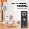 VEVOR 12 Inch Foldable Oscillating Standing Fan with Remote Control, 4 Speed Adjustable Portable Desk Quiet Fan, 7200mah Rechargeable USB Small Fan