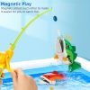 (Do Not Sell on Amazon) Kids Fishing Game Toy with 1 Adjustable Fishing Rod and 2 Realistic Fish, Pool Fishing Toy Set with Magnetic Bait