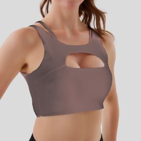 Hollow Sports Bra (Option: Brown-L)