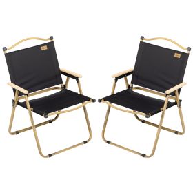Outsunny 2 Pack Folding Camping Chair, Lightweight & Portable Beach Chairs Armchairs, Perfect for Festivals, Fishing, Picnic and Hiking, Black (Color: as Pic)